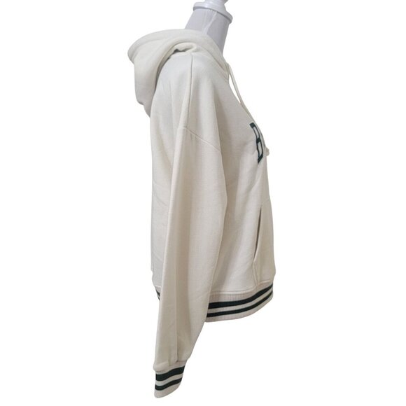 Lazy Sunday Size S Cream with Green Trim "Brooklyn" Hoodie Sweatshirt - Picture 6 of 13
